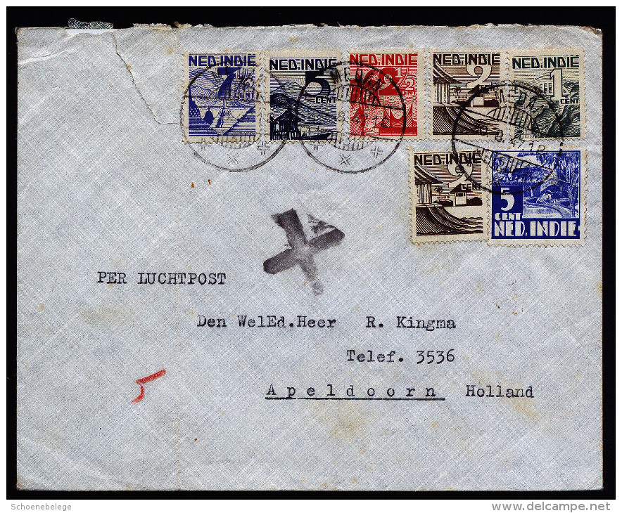 A2745) Netherlands Indies Brief Von Medan 30.8.1947 Nach Apeldoorn Mit 7 Marken - Niederländisch-Indien