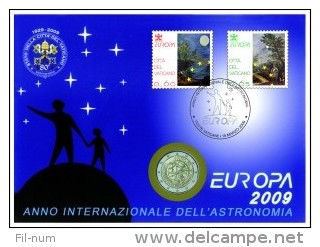 2 EURO BENEDETTO XVI ANNO 2009 BUSTA FILATELICO-NUMISMATICA ASTRONOMIA   FDC  ( UNC ) - Vatikan