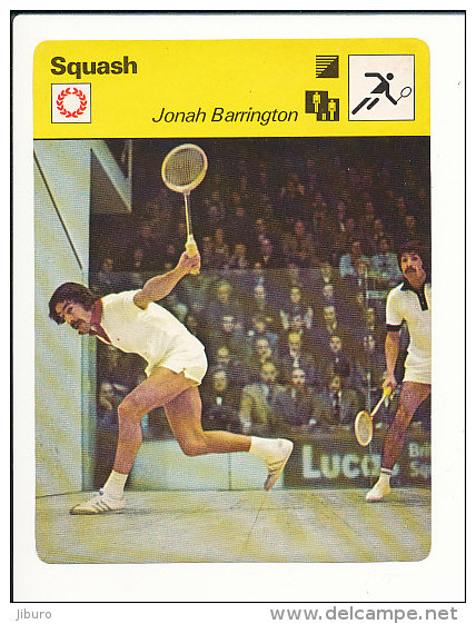 Fiche Illustrée Sport / Squash Jonah Barrington ( Championnat Lucas 1976 )  // IM 01-FICH-SPORT - Sports