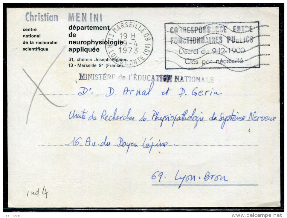 FRANCE  - " CORRESPONDANCE ENTRE FONCTIONNAIRES PUBLICS DECRET DU 9/12/1900 " / CP EN FRANCHISE - TB - Cartas & Documentos