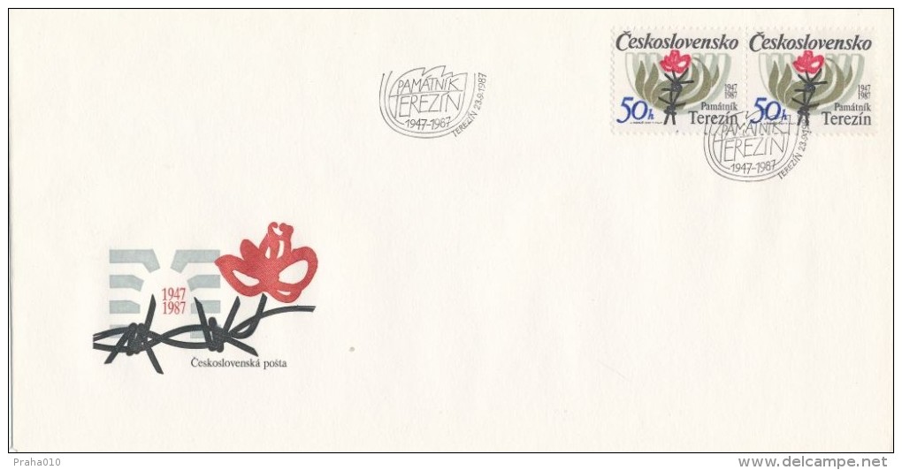 Czechoslovakia / First Day Cover (1987/13), Terezín - Theme: 40 Anniversary Of The Terezín Memorial - Jewish