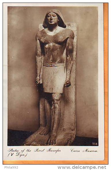 Egypt  Traveled Postcard Statue From Cairo Museum Priest Ranofer - Museos