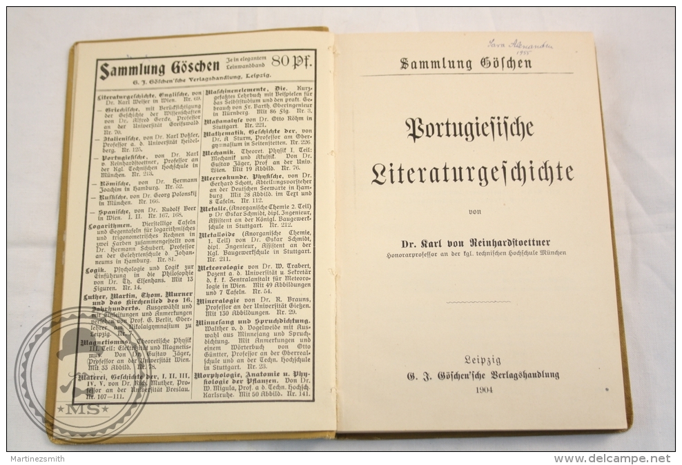 1904 German Book: Portugiesische LLiteraturgeschichte/ Portuguese Literature, History By Sammlung Göschen - Otros & Sin Clasificación