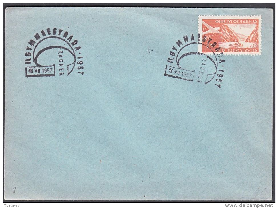 Yugoslavia 1957, Cover W./ Special Postmark "2nd Gymnaestrada Zagreb 1957", Ref.bbzg - Cartas & Documentos