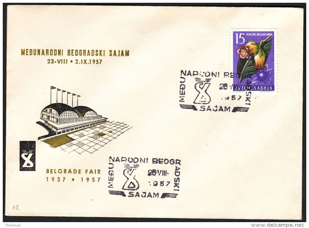 Yugoslavia 1957, Illustrated Cover "International Fair In Beograd 1957"  W./ Special Postmark Beograd, Ref.bbzg - Cartas & Documentos