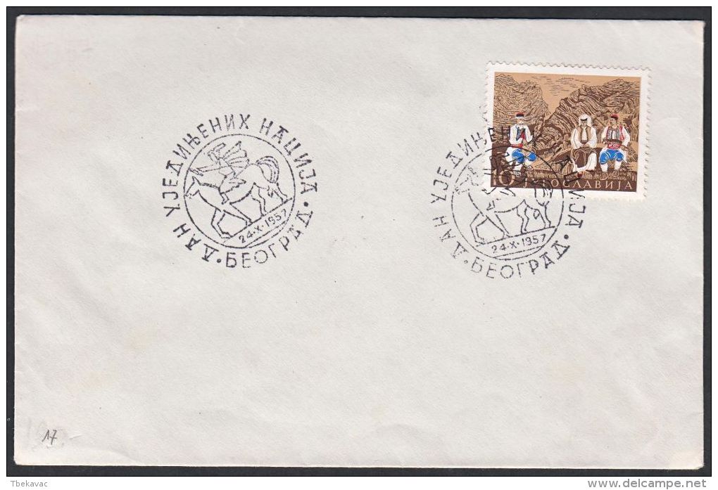 Yugoslavia 1957, Cover  W./ Special Postmark "United Nations Day, Beograd", Ref.bbzg - Cartas & Documentos