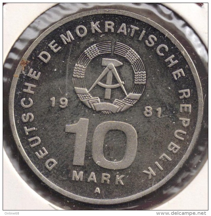 DDR RDA 10 MARK 1981 25 JAHRE NVA National People's Army BE PROOF  	KM# 80 - 10 Marcos