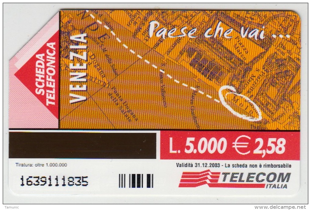 ITALY ITALIA GI CARRIAGE VENEZIA  5 000 L  Validita: 31.12.2003. - Public Practical Advertising