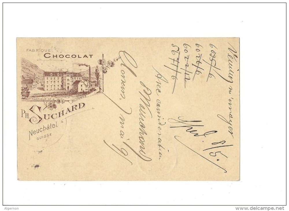 9377 - Carte Postale  Chocolat Suchard Neuchâtel Frabrique N°6  Clarens 07.05.1895 - Ganzsachen