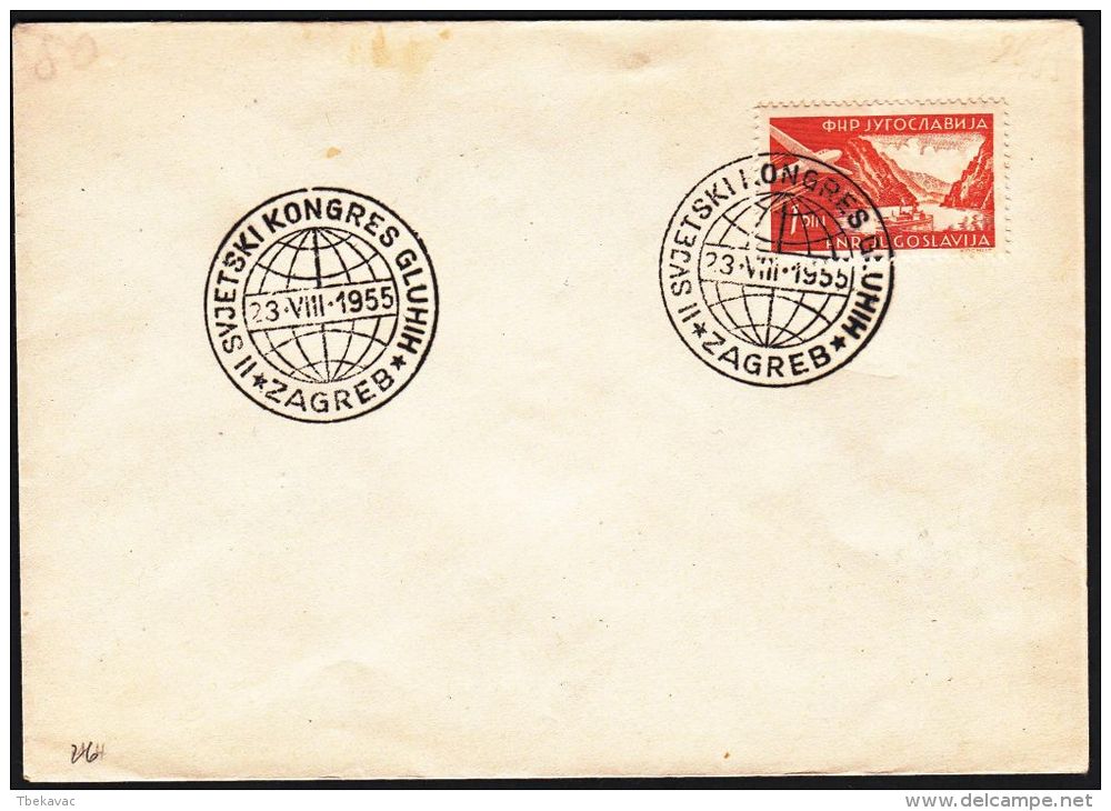 Yugoslavia 1955, Cover W./ Special Postmark "World Congress Of The Deaf People, Zagreb", Ref.bbzg - Storia Postale