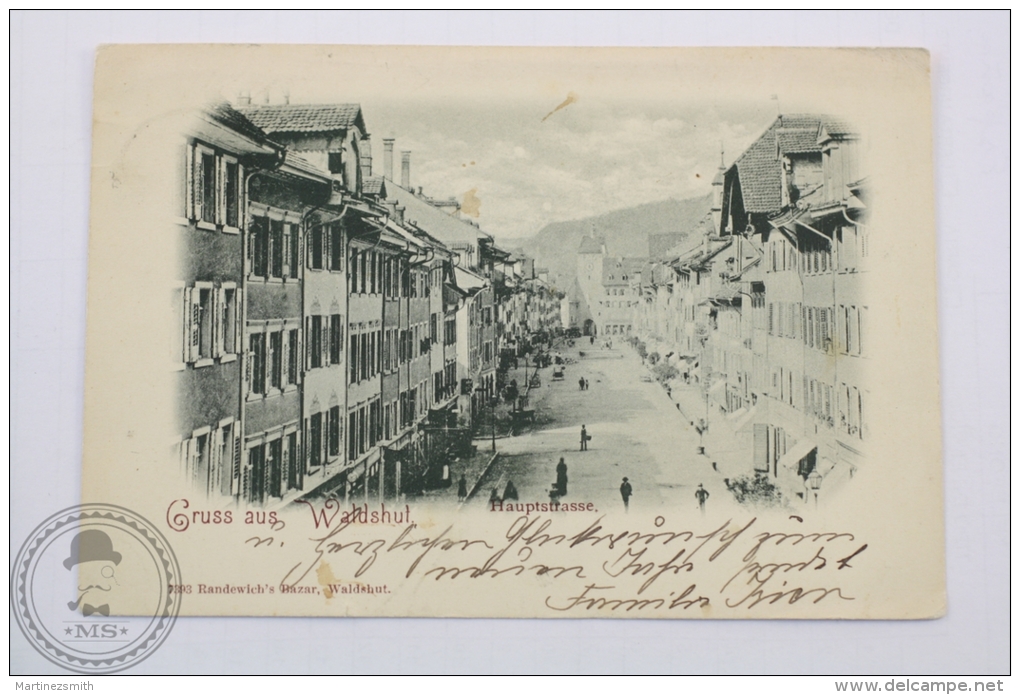 1899 Old Postcard Germany - Gruss Aus Waldshut - Hauptstrasse - Randewich´s Bazar, Waldshut - Posted - Waldshut-Tiengen