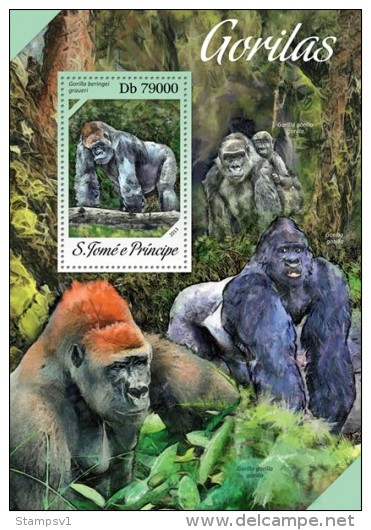 S. Tome&Principe. 2013 Gorillas. (612b) - Gorilla's