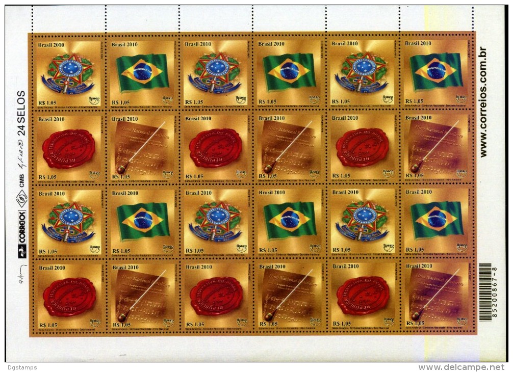 Brasil 2010 ** Minipliego 6 Series Upaep Símbolos Nacionales: Escudo, Bandera, Sello E Himno Nacional - Unused Stamps