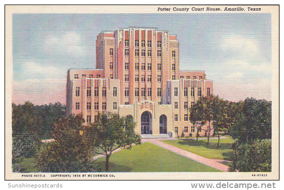 Texas Amarillo Potter County Court House 1942 Curteich - Amarillo