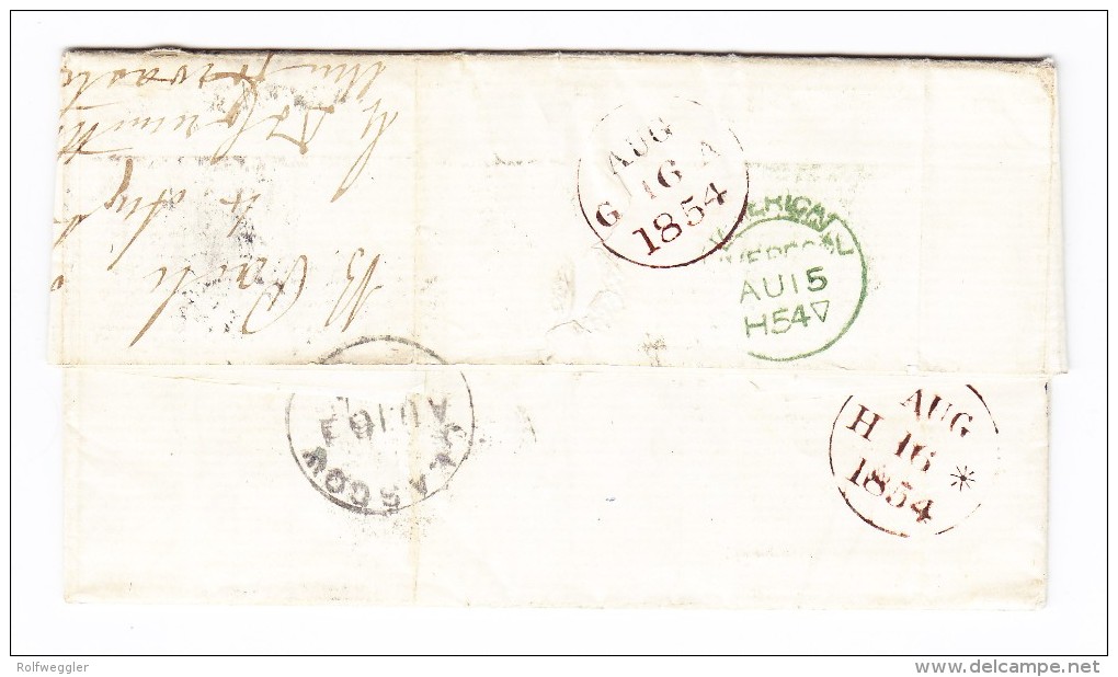 Brief 1854 Ab New-York Nach Edimburgh Danach Frankiert 1Penny Rot E.F. Rücksendung - Briefe U. Dokumente