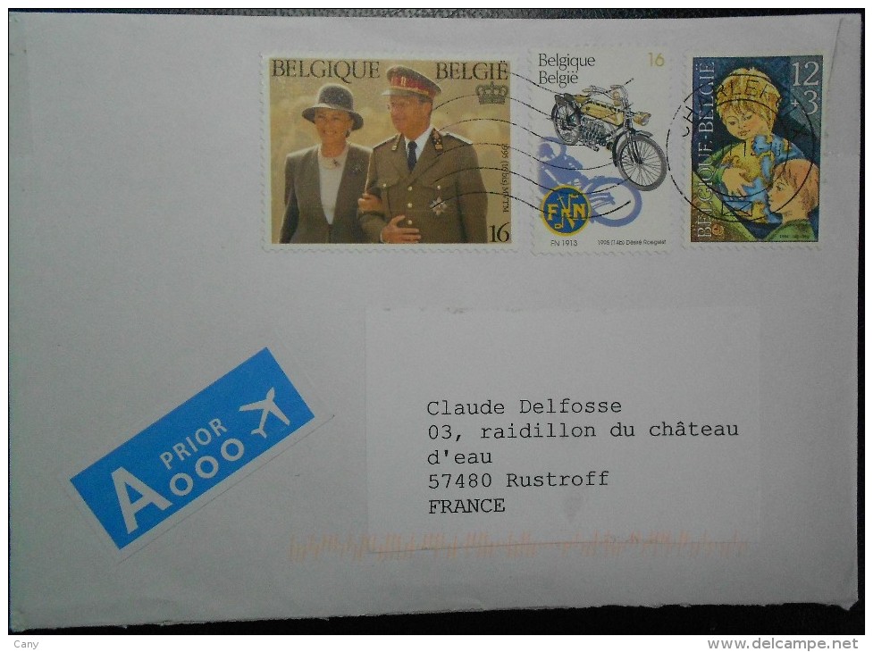 BELGIQUE - Lettre Du 19/11/2012. 3 Timbres. Royauté. Moto. Enfants étudiant. - Briefe U. Dokumente