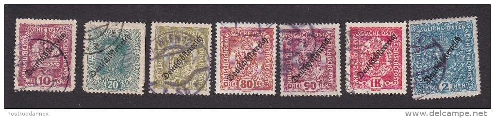 Austria, Scott #184, 187, 190, 193-196, Used, Coat Of Arms And Emperor Karl I Overprinted, Issued 1918 - Used Stamps