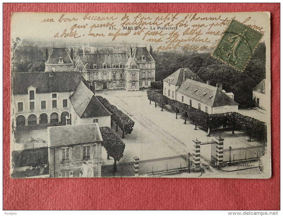 Dep 77 , Cpa MELUN , 832 , La Préfecture (A45) Recto/Verso - Melun