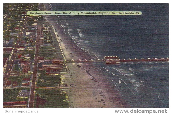 Daytona Beach From The Air By Moonlight Daytona Beach Florida - Daytona