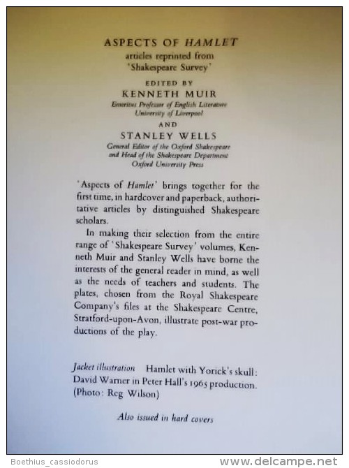 SHAKESPEARE : ASPECTS OF HAMLET 79/80 EDITED BY KENNETH MUIR AND STANLEY WELLS - Autres & Non Classés