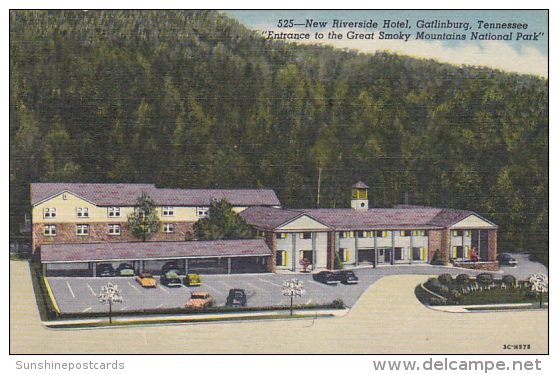 Tennessee Gatlinburg New Riverside Hotel Curteich - Smokey Mountains