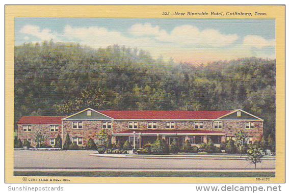 Tennessee Gatlinburg New Riverside Hotel Curteich - Smokey Mountains