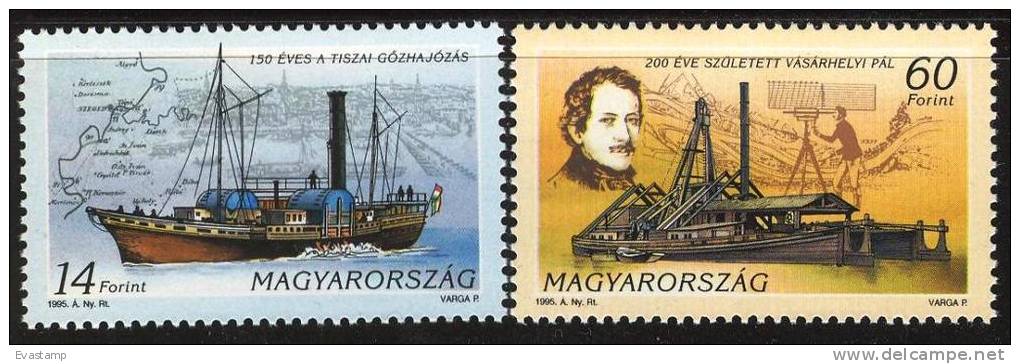 HUNGARY - 1995. Hungarian Shipping/ Map Of 1st Navigable Section Of Tisza MNH!!! Mi:4330-4331. - Unused Stamps