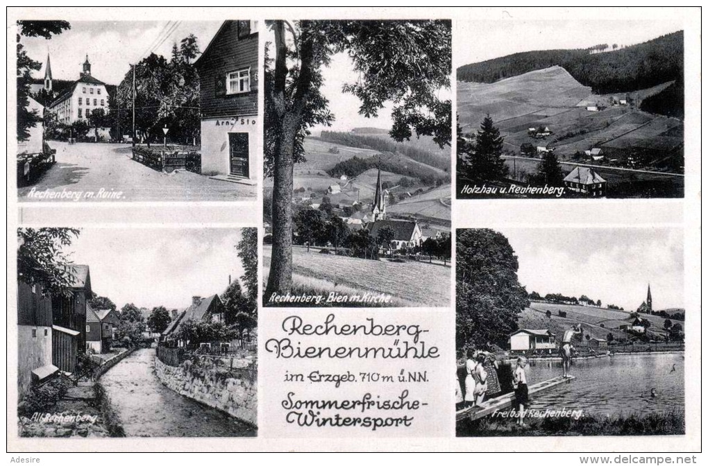 RECHENBERG Bienenmühle, Mehrbilder Fotokarte, Gel.1941 Als Feldpost, Stempel Rechenberg, Sonderstempel Sportlehrgang - Rechenberg-Bienenmühle