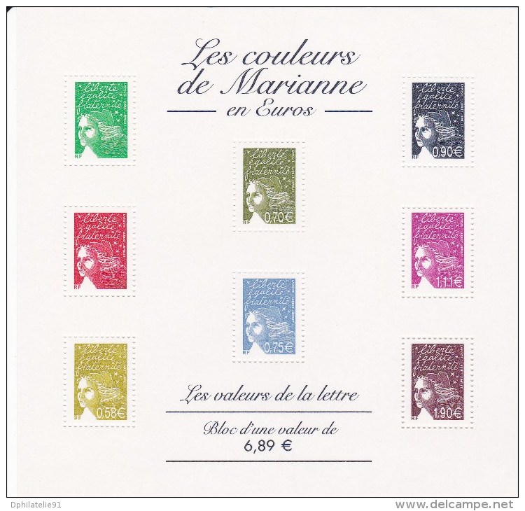 FRANCE Bloc Feuillet N°67 Neuf**- 2004 - Les Couleurs De Marianne En Euros-Les Valeurs De La Lettre - Mint/Hinged