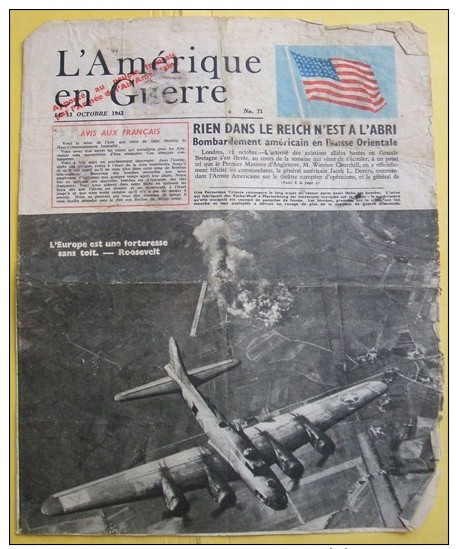 Tract : L´Amérique En Guerre N71 13 Octobre 1943 USF 64 - 1939-45
