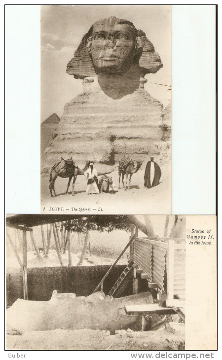 Egypt The Sphinx & Statue Of Ramses II In The Tomb 2 CARTES - Sonstige & Ohne Zuordnung