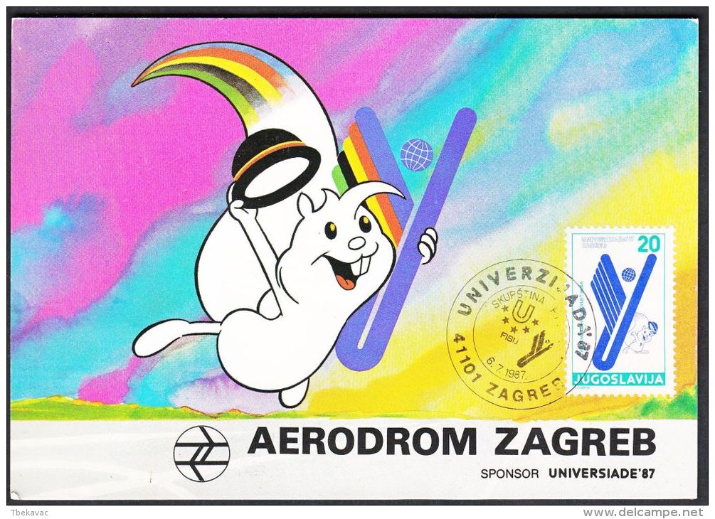 Yugoslavia 1987, Maximum Card "Universiade In Zagreb 1987", Ref.bbzg - Cartes-maximum