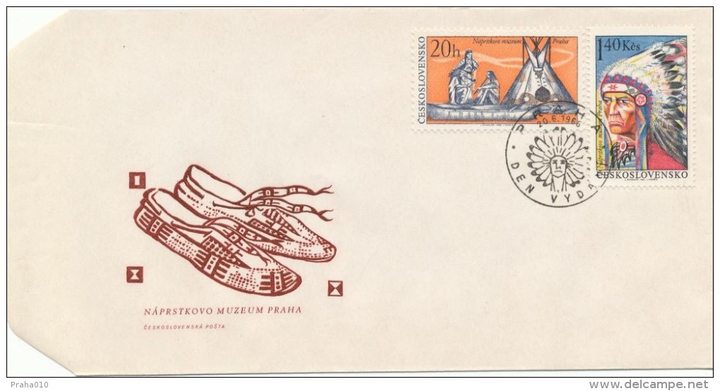 Czechoslovakia / First Day Cover (1966/11 A) Praha (1): Indians Of North America - Naprstek Museum (20h; 1,40Kcs) - American Indians