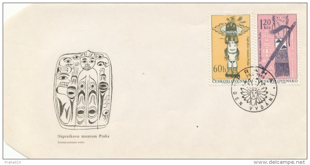 Czechoslovakia / First Day Cover (1966/11 B) Praha (2): Indians Of North America - Naprstek Museum (60h; 1,20Kcs) - Indiens D'Amérique