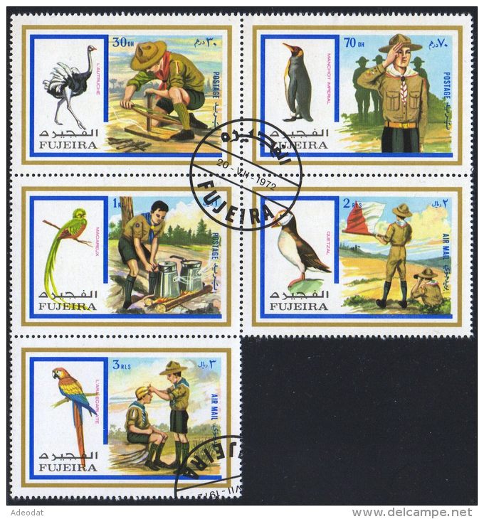 SCOUTS  FUJEIRA 1972 ISSUE MICHEL  896-7,899-901, 1012-16 VALUE US $12.15 - Oblitérés