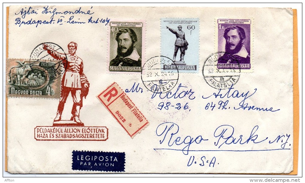 Hungary 1952 Cover Mailed To USA - Briefe U. Dokumente