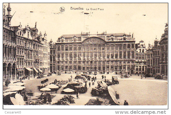 BELGIO - BRUXELLES - Place Avec Marchè, Ben Animata, Viagg. 1935 - MAG-13-44 - Altri & Non Classificati