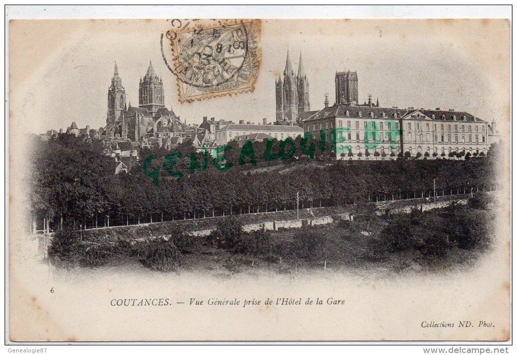 50 - COUTANCES - VUE GENERALE PRISE DE L' HOTEL DE LA GARE - CARTE PRECURSEUR - Coutances