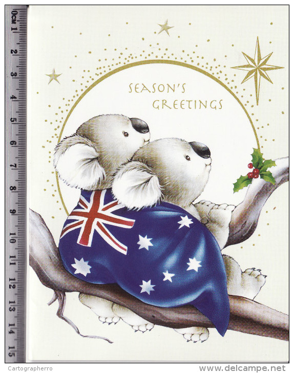 Koala Bears Fantasy Flag Greeting Card Not Postcard, Season`s Greetings 13 - Ours