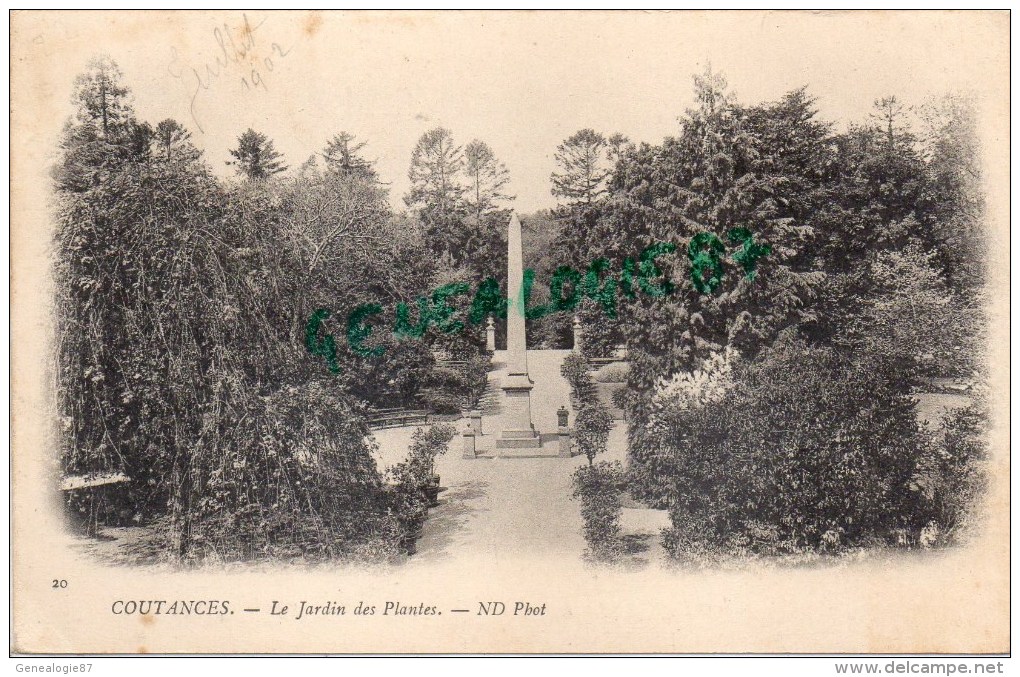 50 - COUTANCES - LE JARDIN DES PLANTES  CARTE PRECURSEUR 1902 - Coutances