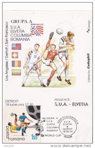 USA'94 SOCCER WORLD CUP, GROUP A, CM, MAXICARD, CARTES MAXIMUM, 1984, ROMANIA - 1994 – USA