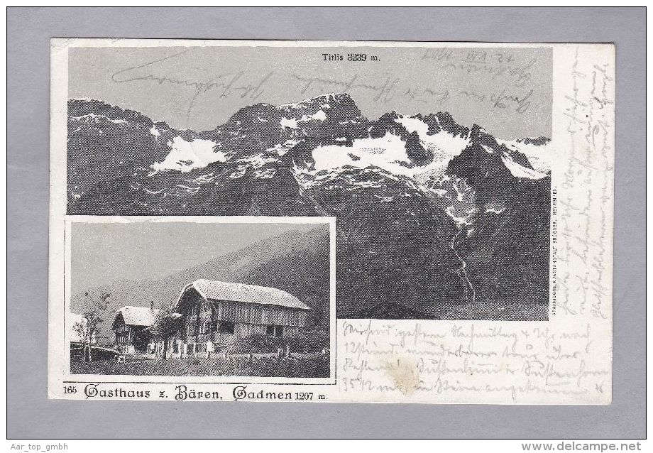 BE GADMEN 1901.III.13. Gadmen  Gasthaus Z. Bären Und Titlis AK Foto Brugger - Brügg