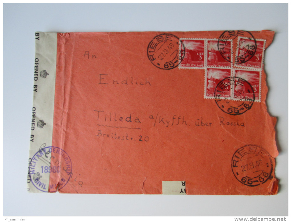 Italien 1946 Zensur Brief Nach Deutschland. Opened By Examiner 5211. Military Censorship 18980 Civil Mails - Poststempel