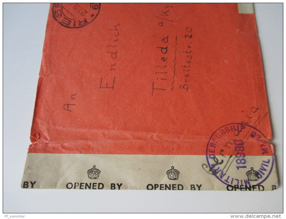 Italien 1946 Zensur Brief Nach Deutschland. Opened By Examiner 5211. Military Censorship 18980 Civil Mails - Poststempel