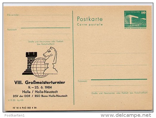 DDR P84-24-84 C79 Postkarte Zudruck SCHACH GROSSMEISTERTURNIER Halle-Neustadt 1984 - Postales Privados - Nuevos