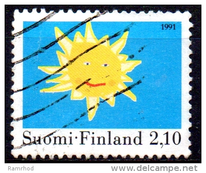 FINLAND 1991 Children's Drawings - 2m10 The Sun   FU - Oblitérés