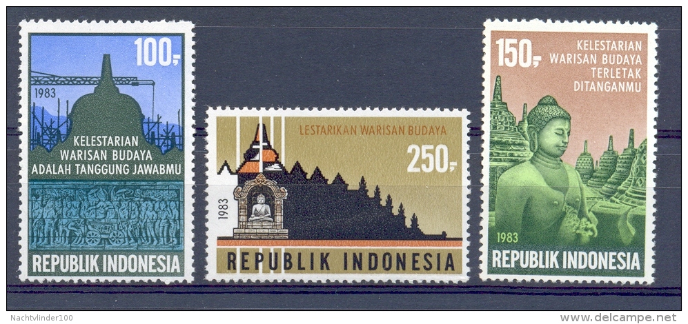 Mgm1137 RESTAURATIE BOROBUDUR TEMPEL RESTAURATION TEMPLE INDONESIË INDONESIA 1983 PF/MNH - Monumenten