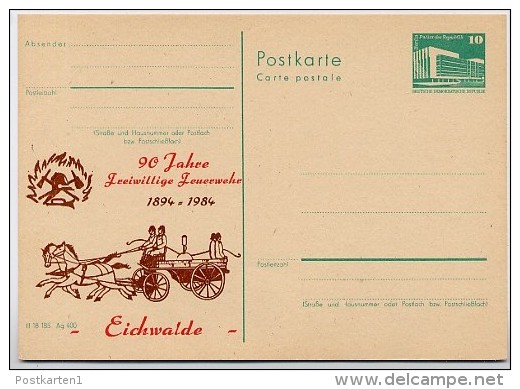 DDR P84-38-84 C89 Postkarte Zudruck FEUERWEHR EICHWALDE 1984 - Private Postcards - Mint