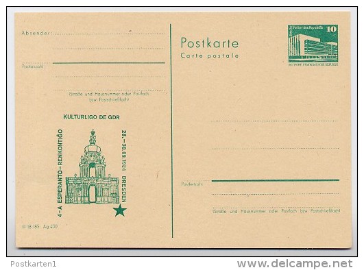 DDR P84-48-84 C95 Postkarte Zudruck ESPERANTO-TREFFEN DRESDEN 1984 - Postales Privados - Nuevos