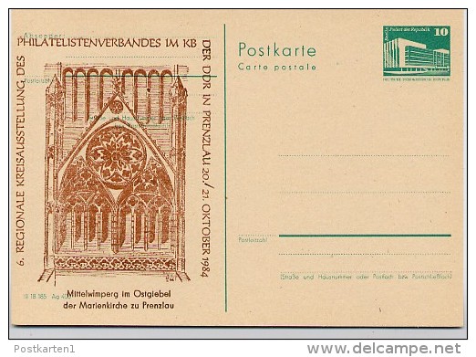 DDR P84-54-84 C98-b Postkarte Zudruck MARIENKIRCHE PRENZLAU 1984 - Privatpostkarten - Ungebraucht